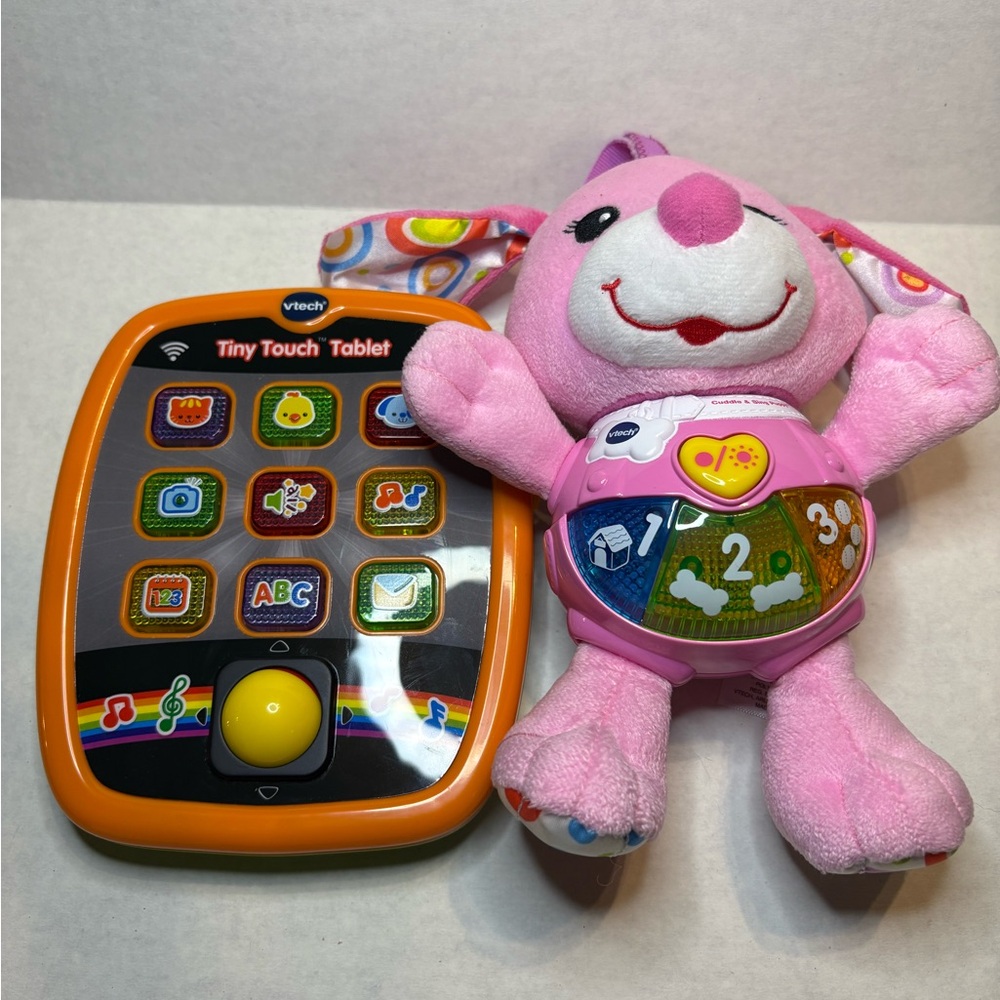 VTech Interactive Learning Tablet and Pink Plush Toy